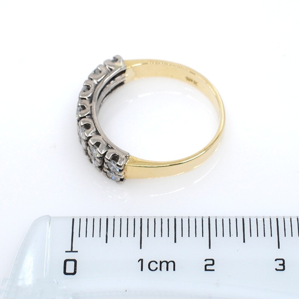 Anillo en oro 18k dos tonos y doble hilera de brillantes. Anillo en oro 18k dos tonos y doble hilera de brillantes.