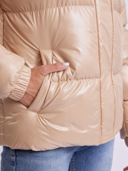 Campera de abrigo con capucha Taupe
