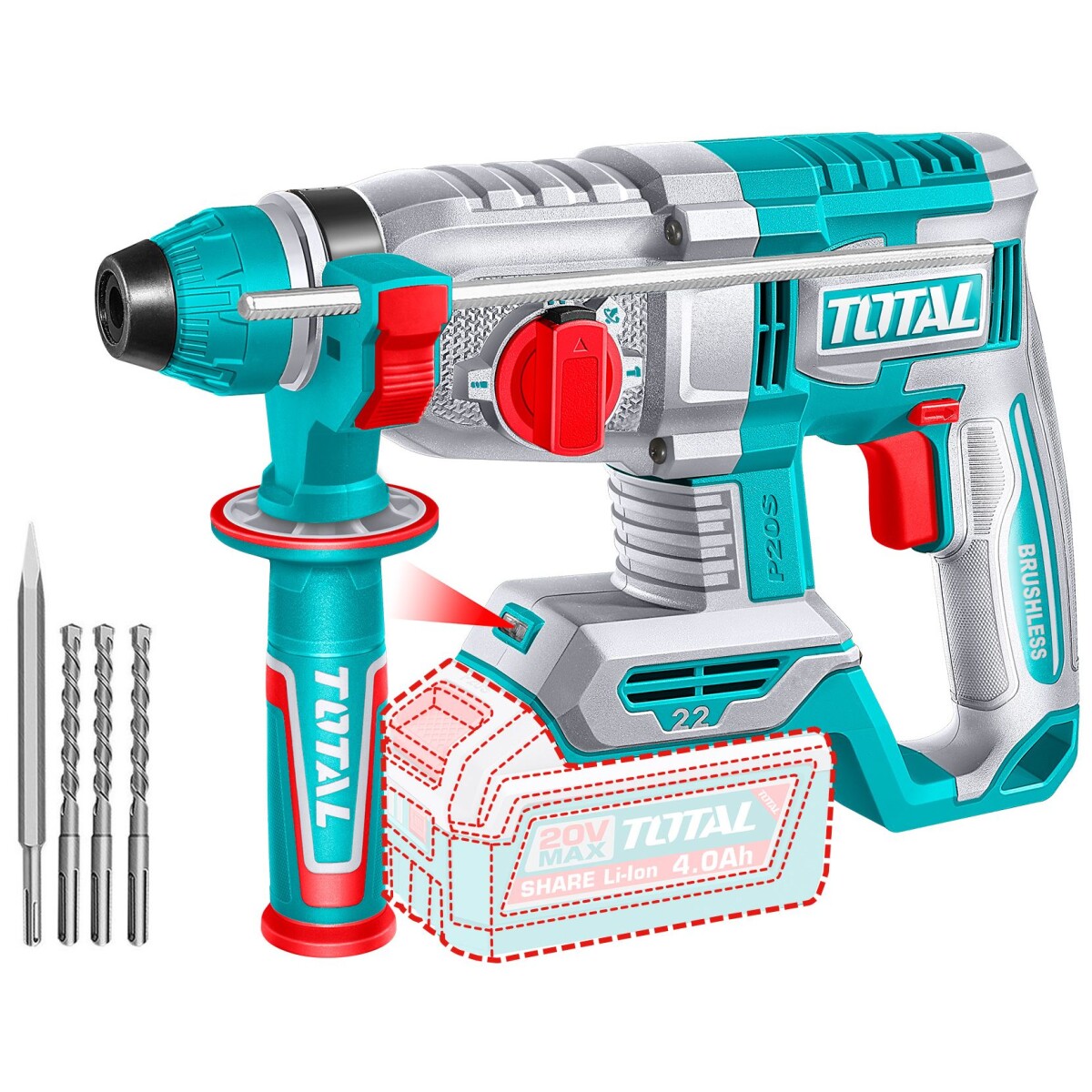 Rotomartillo SDS Plus Inalámbrico A Batería 20v - Sin Carbones 