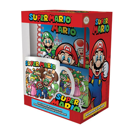 Pack Supero Mario: Taza - Libreta - Posavaso - Llavero Pack Supero Mario: Taza - Libreta - Posavaso - Llavero