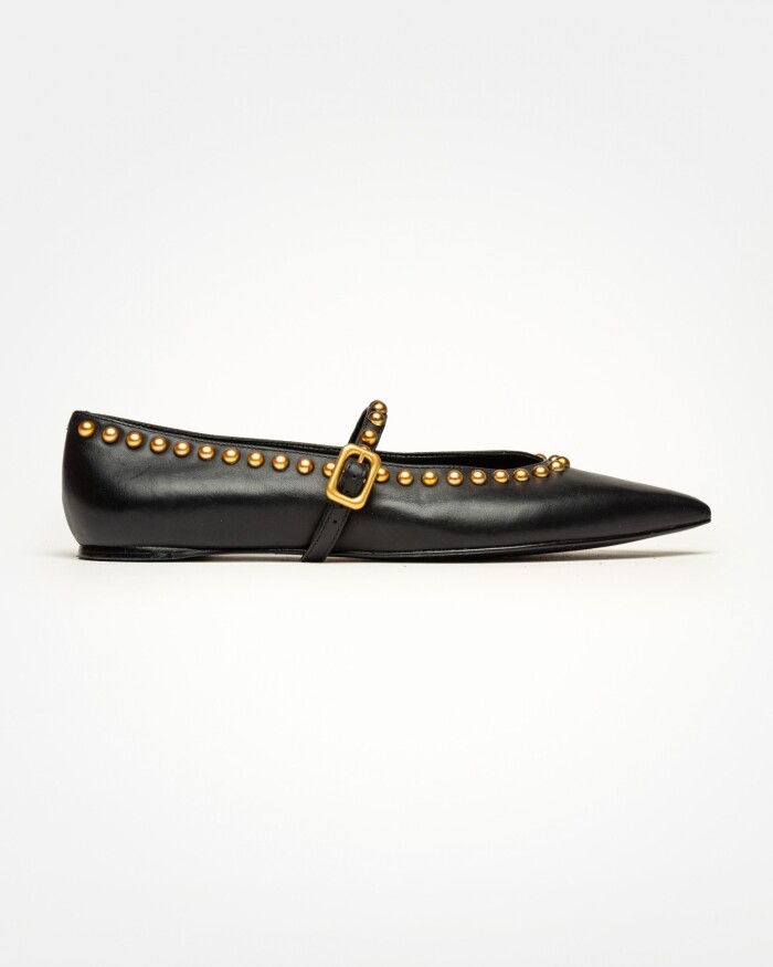 Ballerina Valerie en cuero liso Negro