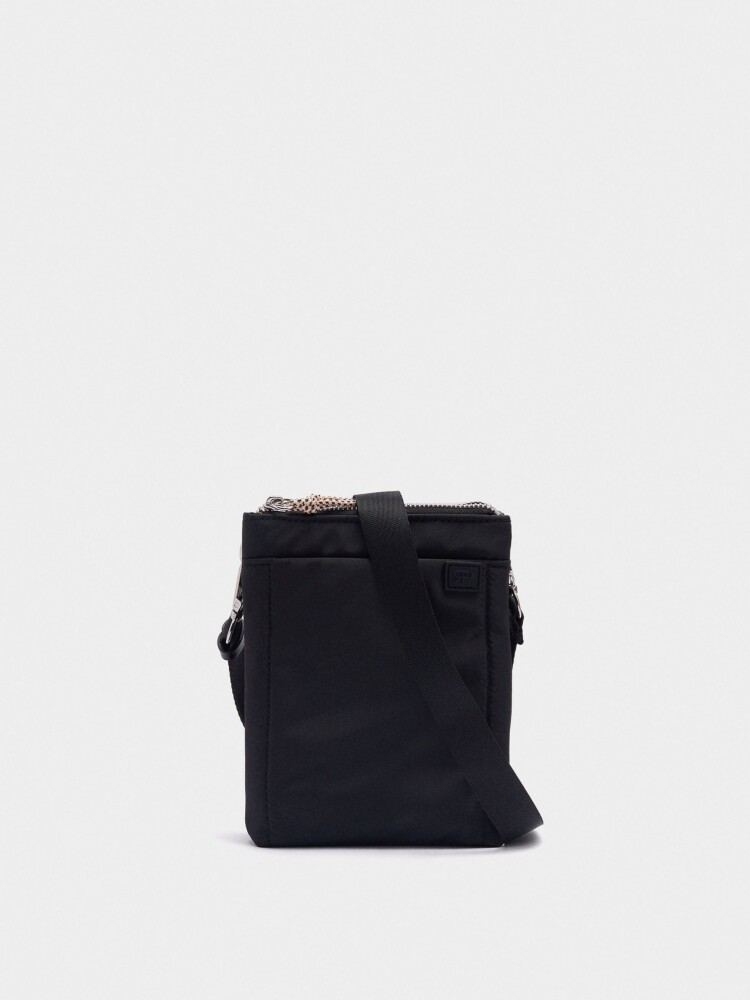 Bolso Bandolera Doble De Nylon negro