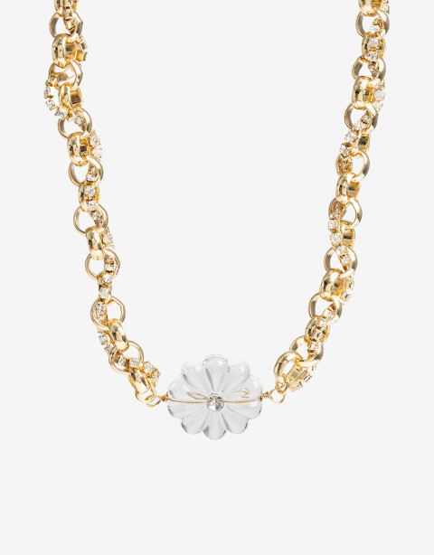 Collares Cortos Acrilico Collar Corto Flor Acrílica - Dorado