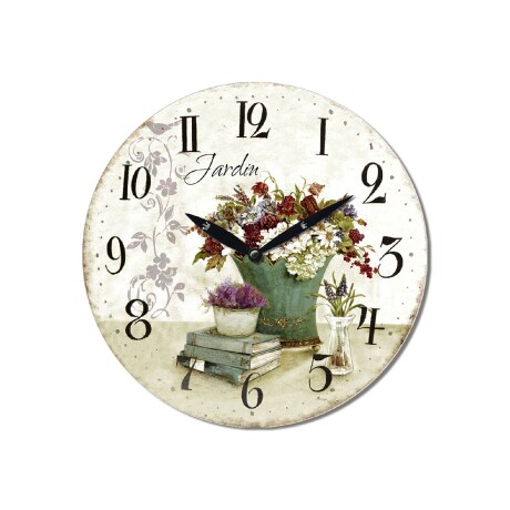 Reloj Analógico de Pared en MDF con Estampado Selecta 29cm FLORAL VINTAGE