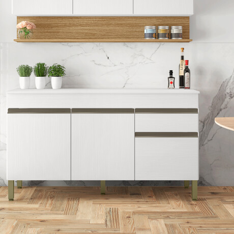 BAJO MESADA COCINA MDP LINE BLANCO 1500 SIN TAPA 3P 1G BLANCO