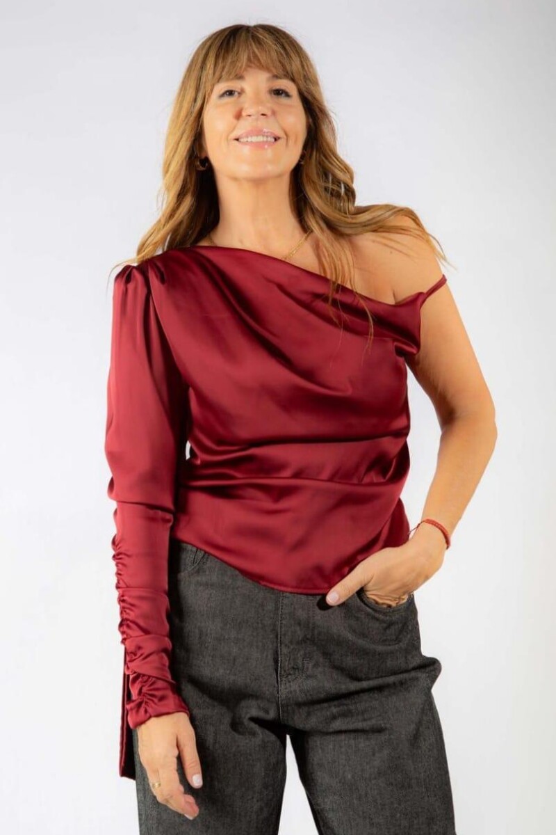 Blusa drape bordo