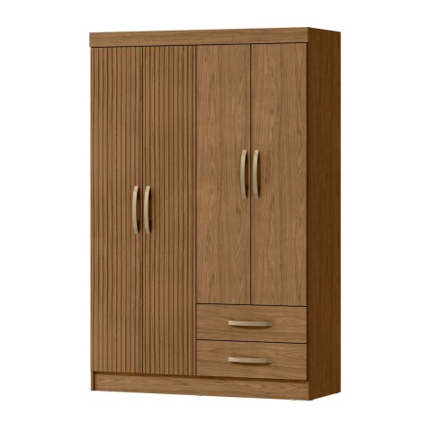 Ropero Armario 4 Puertas 2 Cajones 7 Estantes FREIJO RIPADO(NOGAL) Ropero Armario 4 Puertas 2 Cajones 7 Estantes Freijo Ripado(nogal)