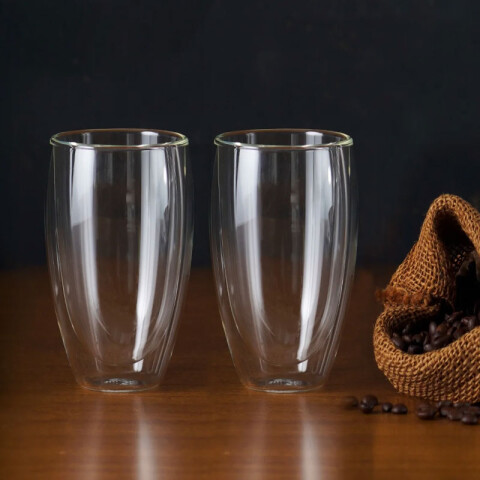 Vaso térmico de vidrio de doble pared 450ml Vaso Térmico De Vidrio De Doble Pared 450ml