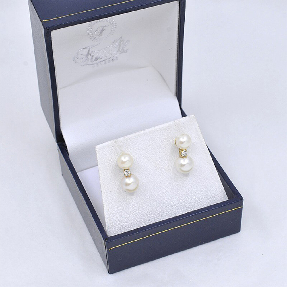 Caravanas En Oro 18K, Perlas Y Zirconias Caravanas En Oro 18K, Perlas Y Zirconias
