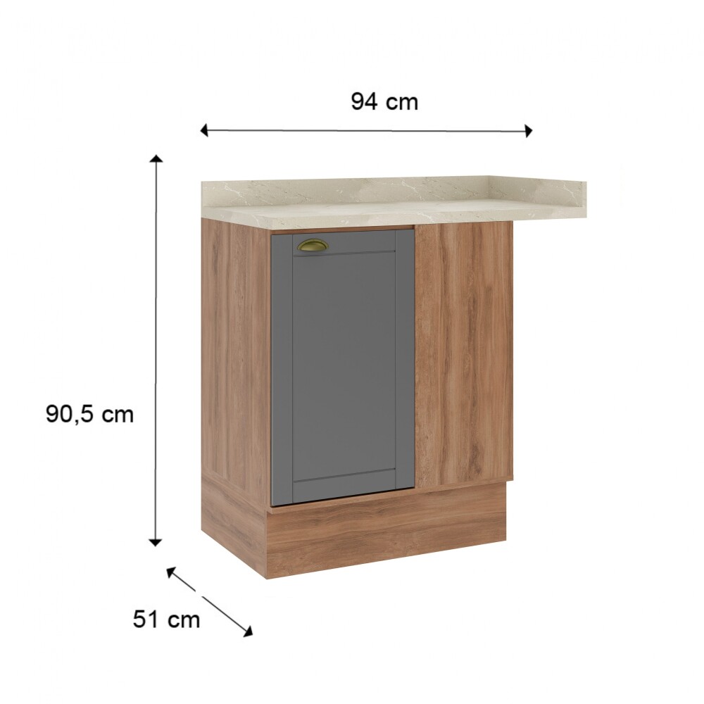 Bajo Mesada Esquinero Americana con tapa Gris Bajo Mesada Esquinero Americana con tapa Gris
