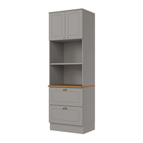 PANELERO TORRE 2 PUERTAS 2 CAJONES ARMARIO CON ESTANTERÍA PARA MICROONDAS - LÍNEA AMERICANA GRIS