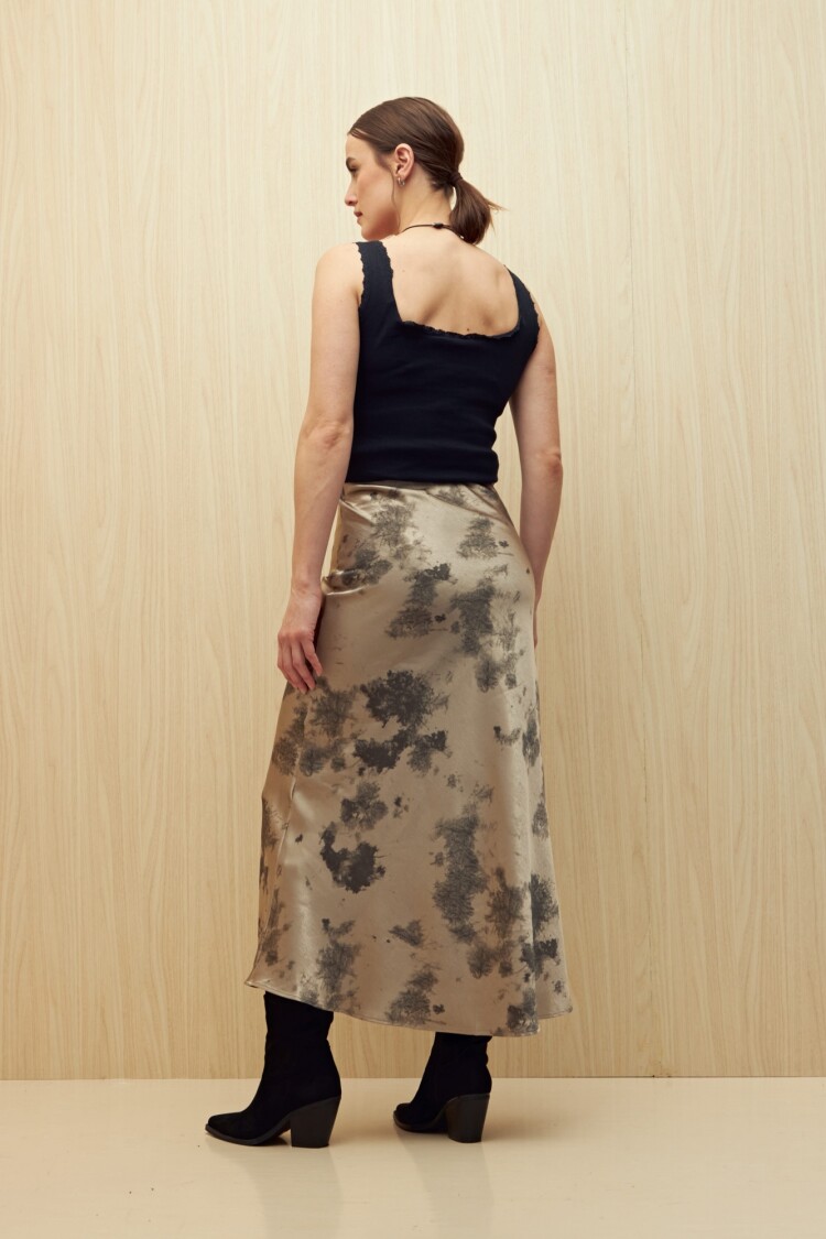 FALDA SATINA Gris Claro