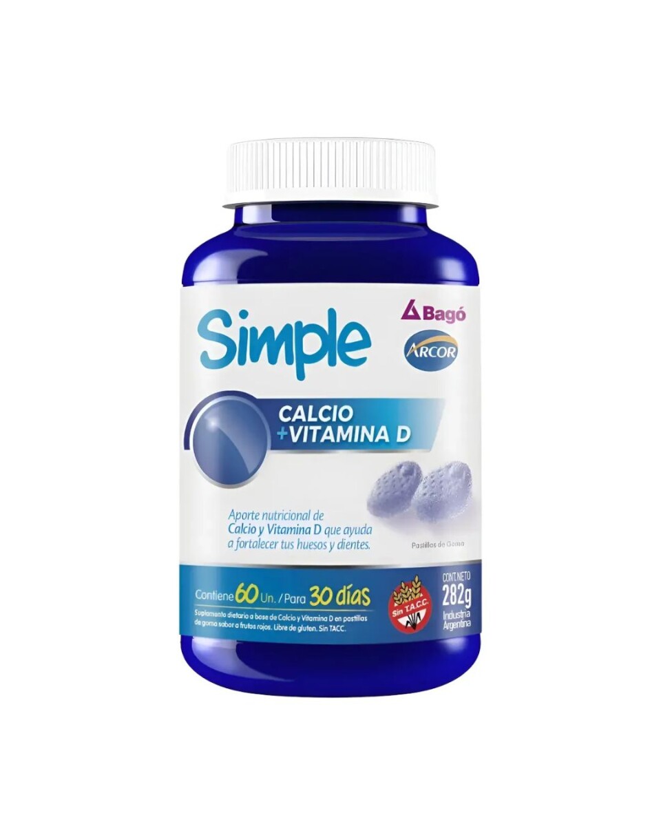 ¡OFEERTA IMPERDIBLE! Suplemento Simple Calcio + Vitamina D x 60 unidades 