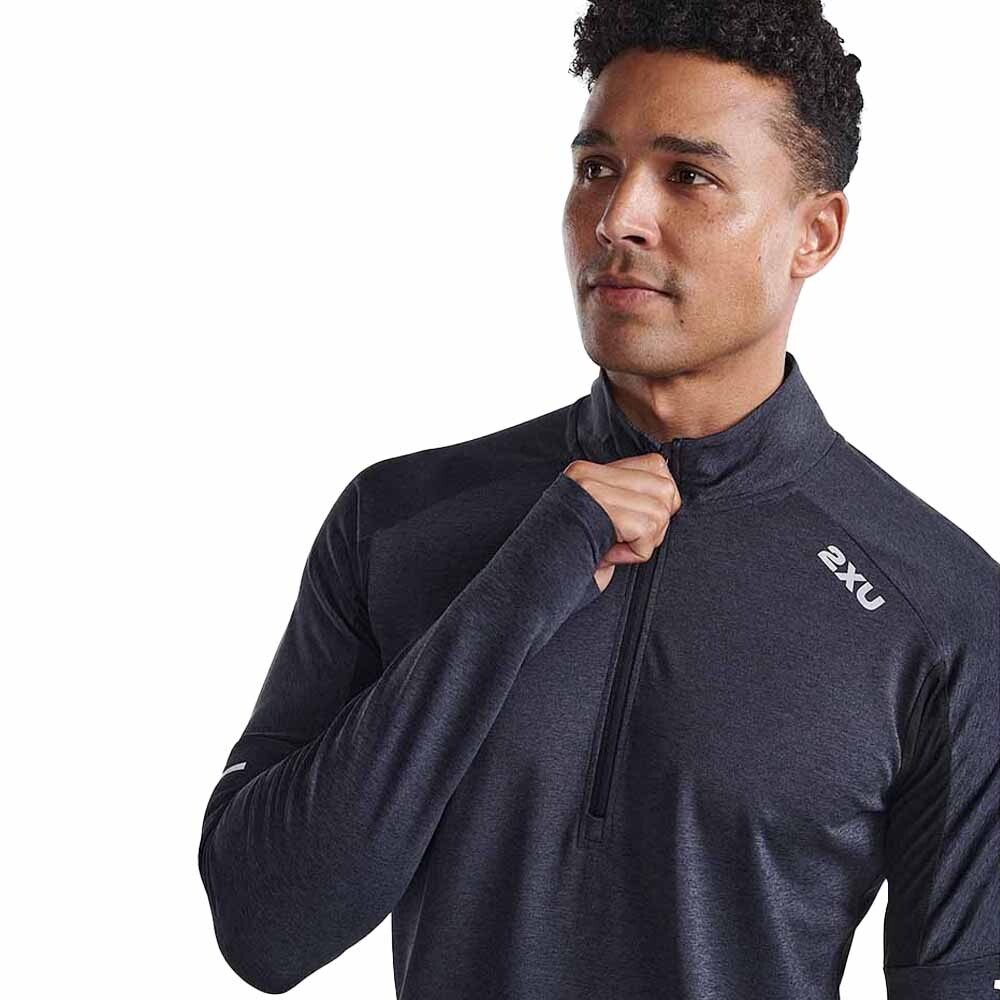 Polo Running Aero 1/2 Zip Hombre Black/silver Reflective