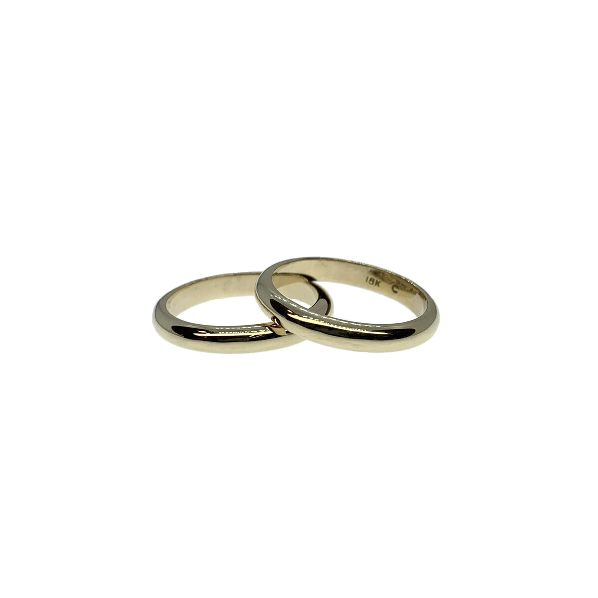 Par de alianzas clásicas de oro amarillo 18k de 3.5mm y triple altura bombé 