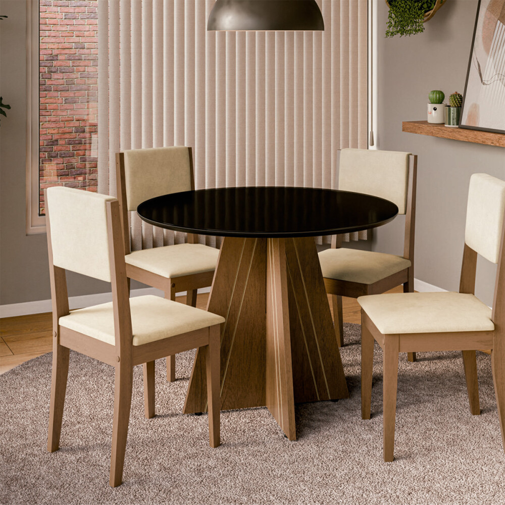 MESA DUBLIN 1030X1030 MM LIGHT C/VIDRIO COLOR PRETO (46) Mesa Dublin 1030x1030 Mm Light C/vidrio Color Preto (46)