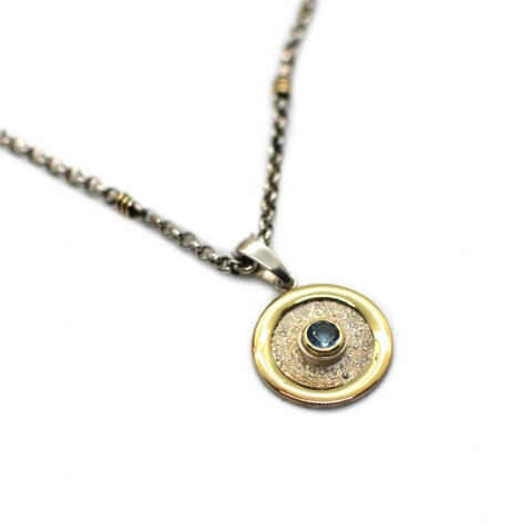 Cadena y Colgante en Oro y Plata 925 con Zirconias Cadena y Colgante en Oro y Plata 925 con Zirconias