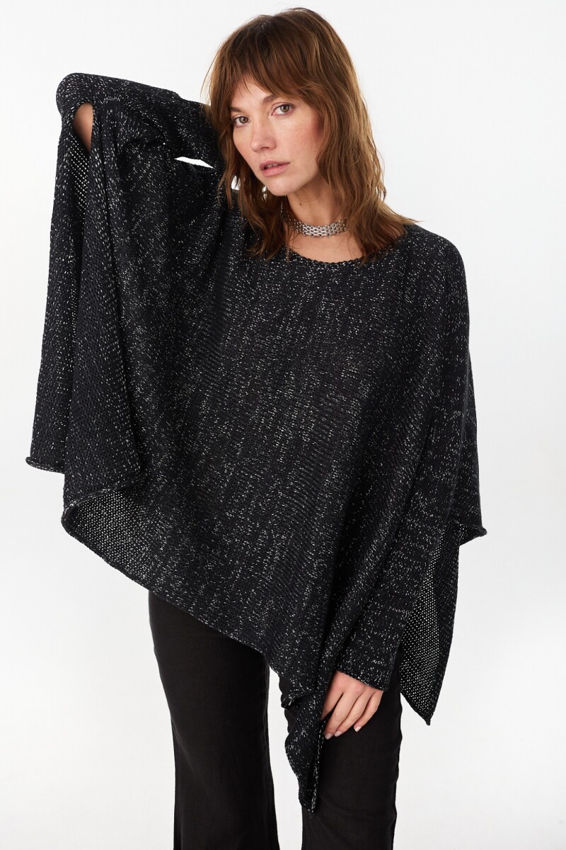 Poncho Misuna Negro Lurex