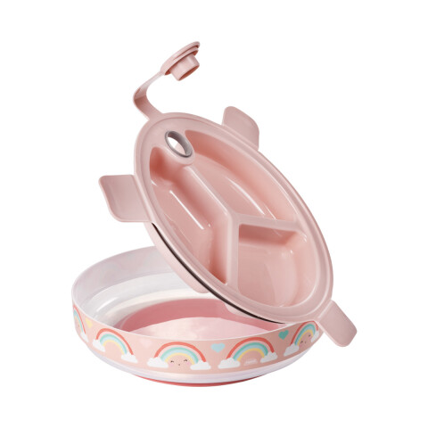Plato Térmico con Ventosa para Bebé 318 ml ARCOIRIS ROSA