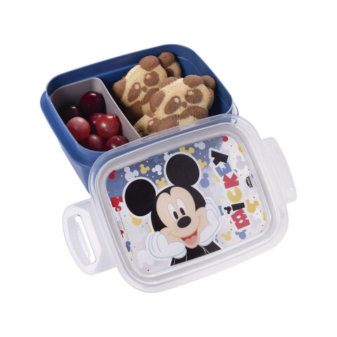 Pote Plástico Mickey Con Traba y División 630 ml U