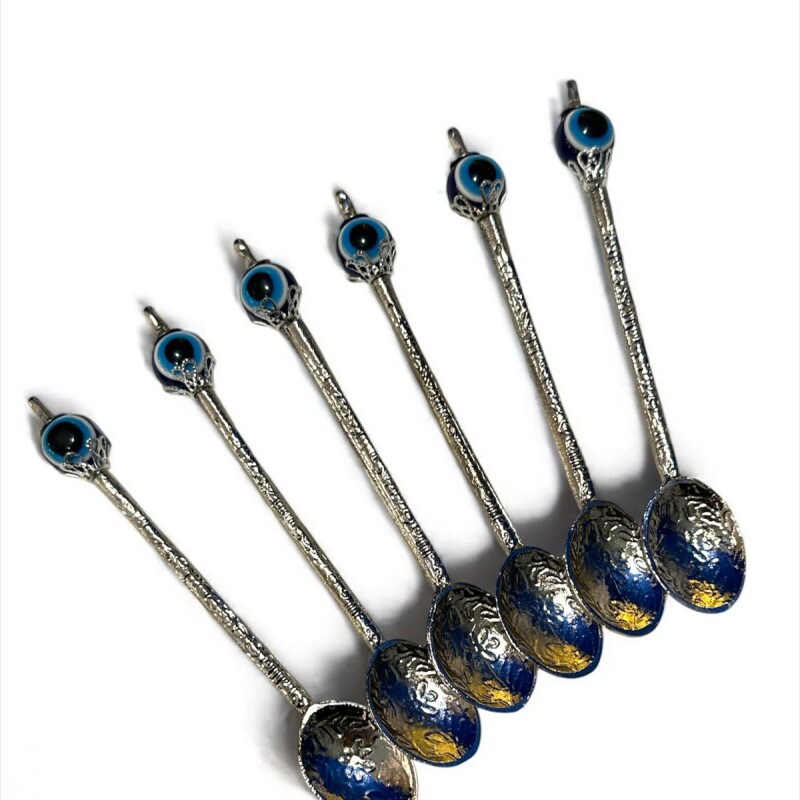 Set de cucharitas piedra plateadas OJO TURCO