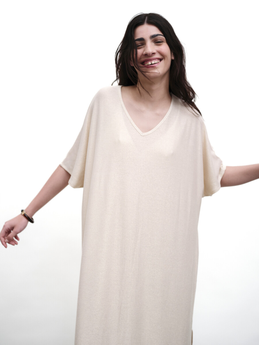 Vestido Lurex Goya - Beige 