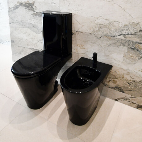 SANITARIO BIDET MARINA NEGRO BRILLO LOZA BAÑO 1 AGUJERO 000