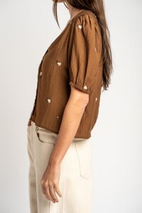 Blusa Bordada Marron