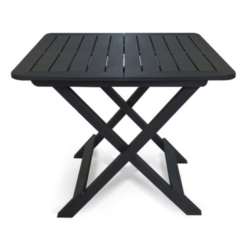 Set x2 Silla Plegable Simil Madera + Mesa Plegable NEGRO