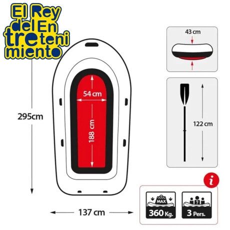 Bote Intex Gomón Inflable 3 Personas + Remo +inflador Bote Intex Gomón Inflable 3 Personas + Remo +inflador