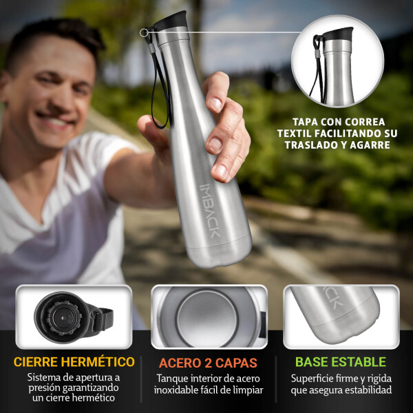 Termo Botella Termica 750 Ml Imback 20 Hs Frio 17 Hs Calor Con Correa Acero Inoxidable Tapa Boton Imback Plateado Termo Botella Termica 750 Ml Imback 20 Hs Frio 17 Hs Calor Con Correa Acero Inoxidable Tapa Boton Imback Plateado