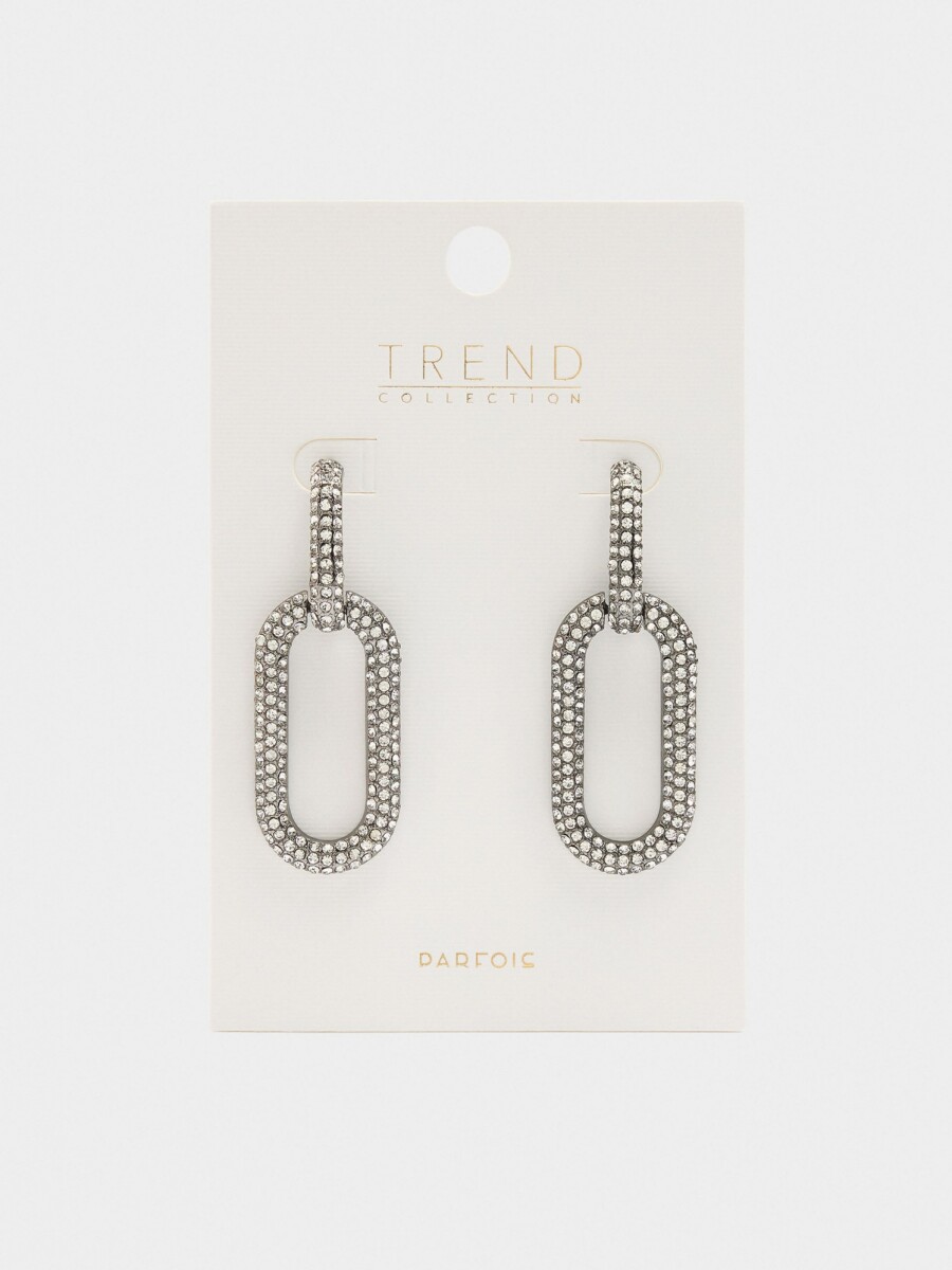 Pendientes Largos De Aros Con Cristales plateado