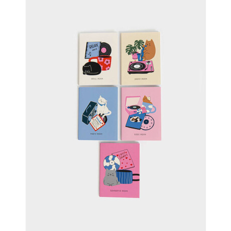 Set De 5 Libretas A6 Cosidas En Cajita Combinacion Multicolor
