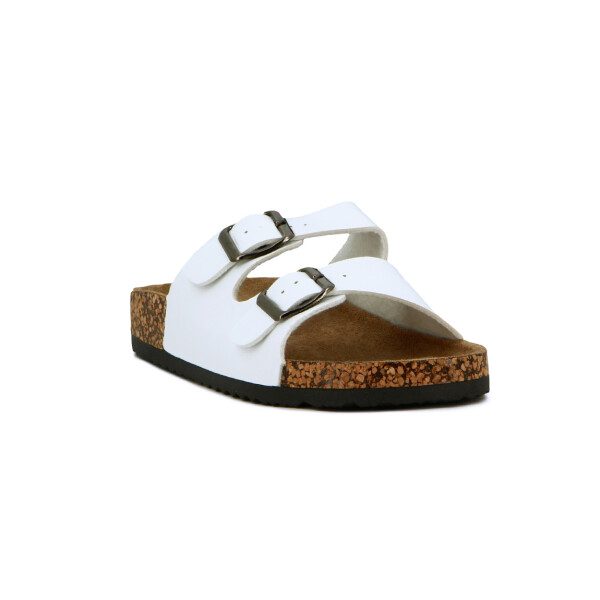 Sandalias Mujer Darkness Con Dos Tiras Y Hebillas Blanco