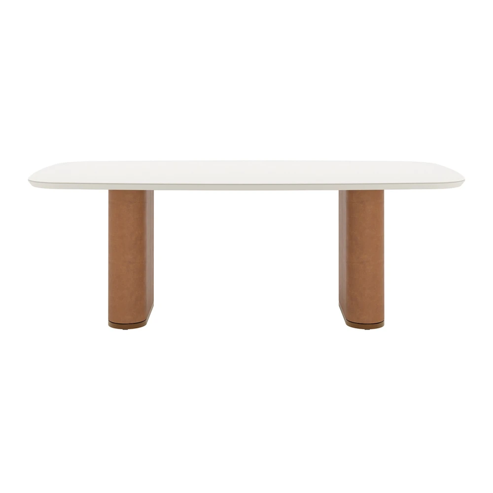 Mesa De Comedor Lintz - 184 - Linea Mónaco Blanco/Marrón