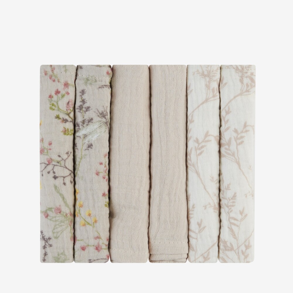 Set x6 babitas muselina KIKKABOO secret garden