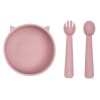 Set De Alimentación De Silicona Carestino Gatito Rosa Malva