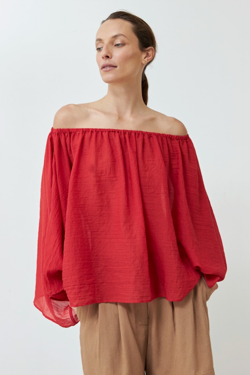 Blusa escote bardot rojo