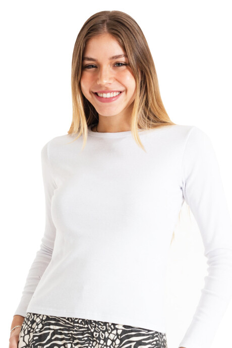 Camiseta a la base manga larga dama Blanco