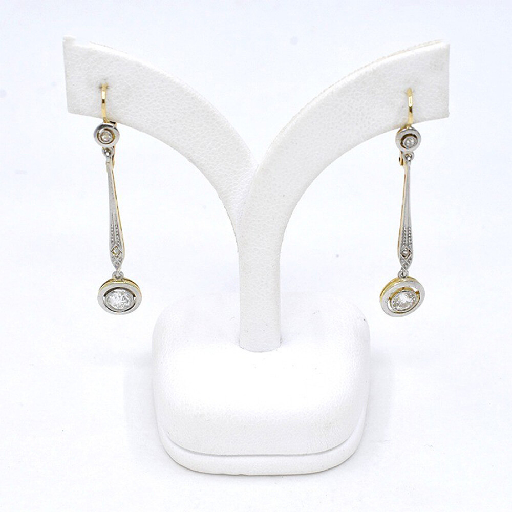 Caravanas Antiguas En Oro 18K, Platino, Brillantes Y Diamantes Caravanas Antiguas En Oro 18K, Platino, Brillantes Y Diamantes