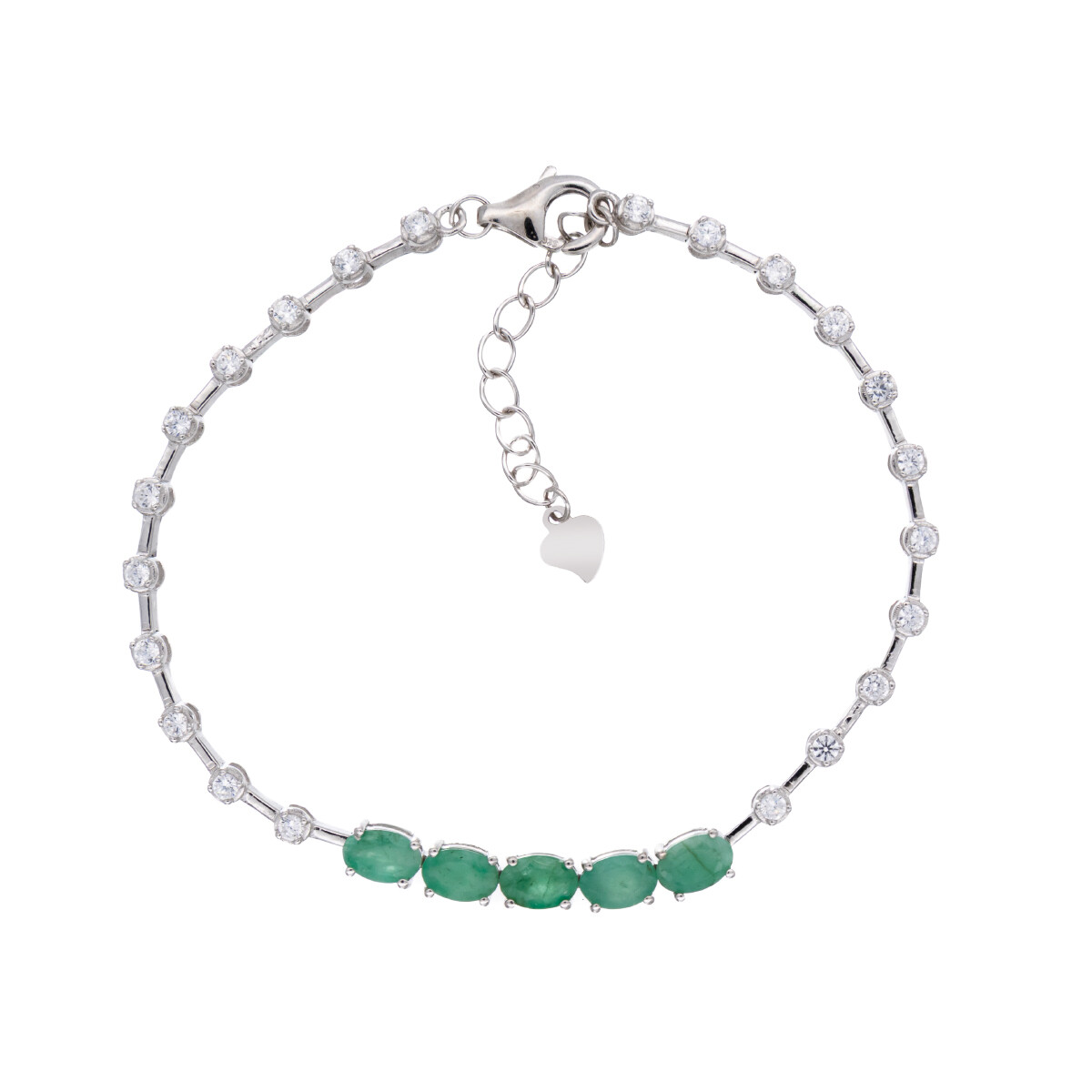 Pulsera de Plata rodinada , esmeralda y circonias 