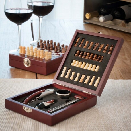 SET ACCESORIOS VINO ACERO-INOXIDABLE-Y-MADERA MARRON V0100602
