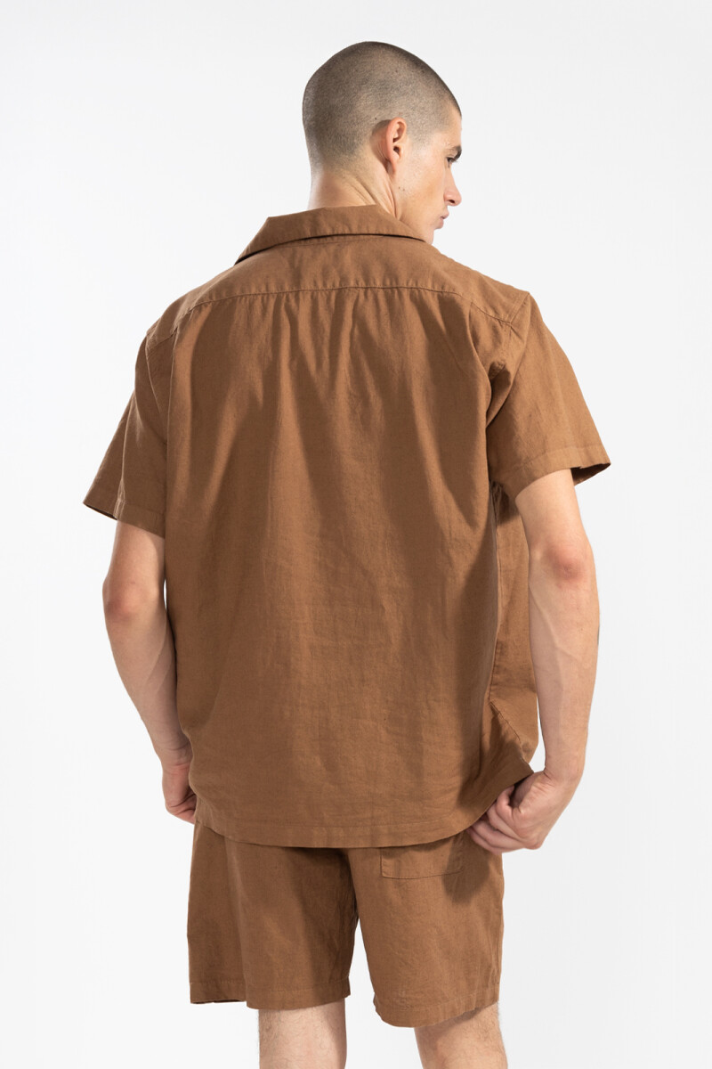 FLORAL CAMP-COLLAR BOXY SHIRT Clay