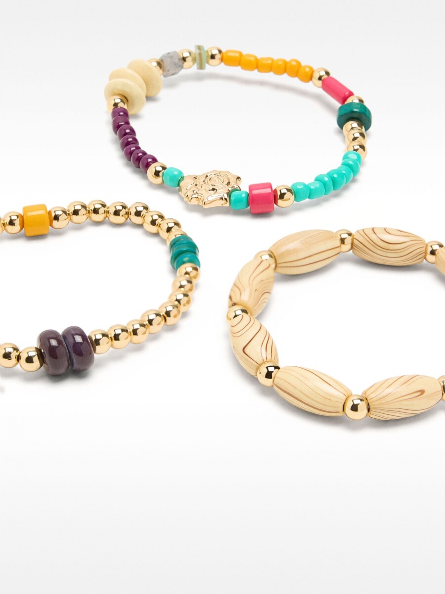 Set De Pulseras De Cuentas Multicolor multicolor