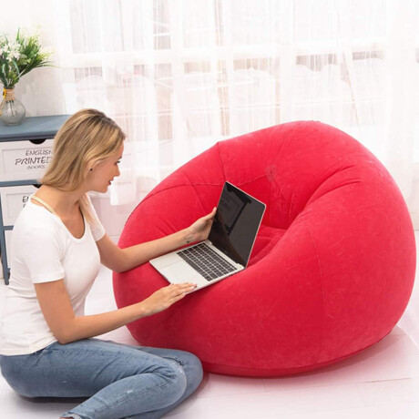 Sillón Puff Inflable Con Respaldo Interior Exterior Rojo