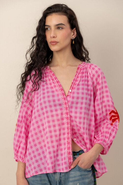 Camisa bordada Rosa