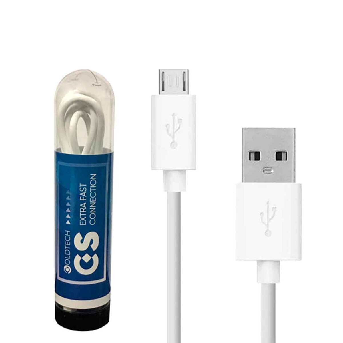Cable Micro USB Goldtech en tubo Blanco 1mt - 001 