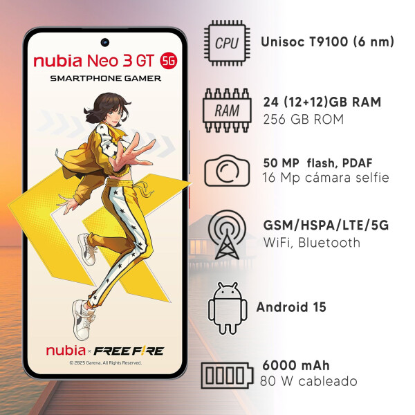 Zte Nubia Neo 03 Gt Gamer 24(12+12)gb Ram 256gb 5g CEL NUBIA NEO 3 GT 5G 24/256GB GRIS