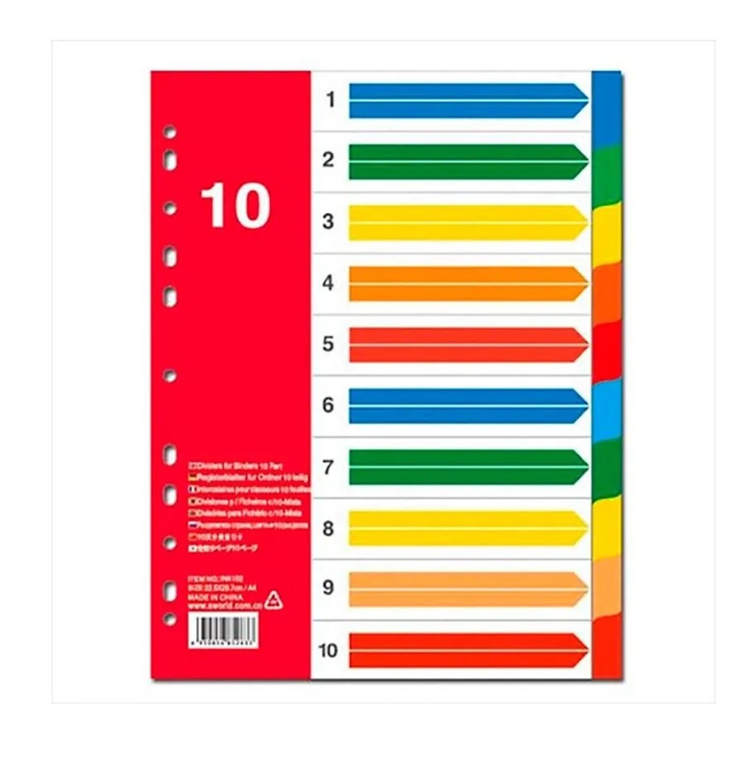 Separadores Pardo 651000 - 10 Colores, Tamaño DIN A4, Grosor 130 Micras, Con Portada De Cartulina