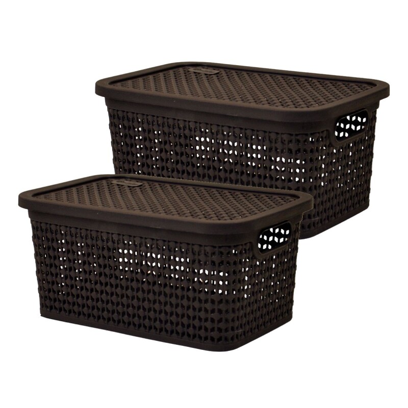 Set x2 Caja simil ratán 2,5 Lts CHOCOLATE